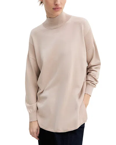 Emme Emmlonza Mock Neck Tunic Sweater In Neutral
