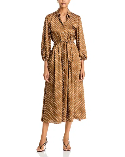 Emme Emmpasso Printed Twill Midi Shirtdress In Brown