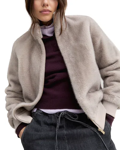 Emme Faux Fur Bomber Jacket In Neutral
