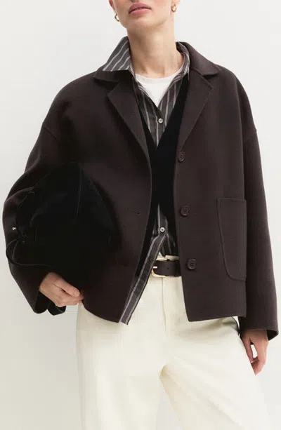 Emme Flipper Notched Lapel Jacket In Brown