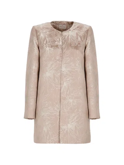Emme Floral-embroidered Lurex-detail Coat In Pink
