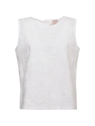 Emme Floral-embroidered Sleeveless Top In White