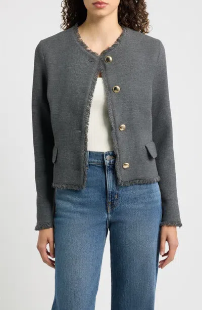 Emme Frayed Edge Jacket In Gray