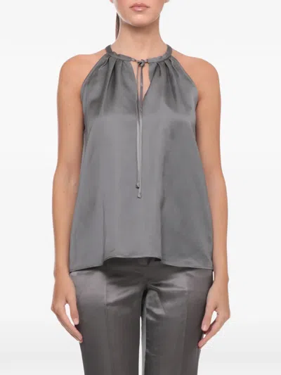 Emme Halterneck Pleated Halterneck Blouse In Gray