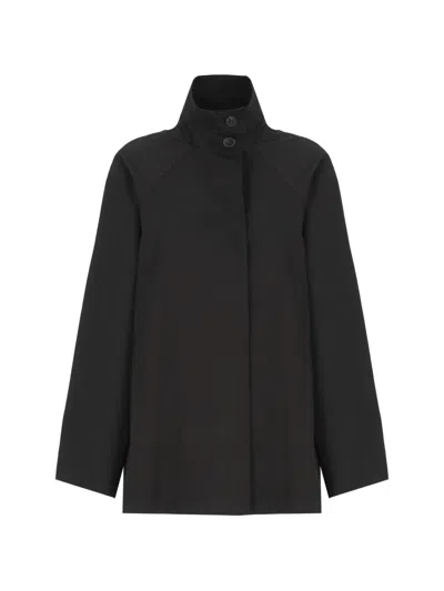 Emme High-neck Raglan-sleeve Raincoat In Black