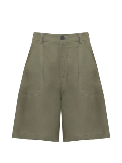 Emme Linen Tailored Bermuda Shorts In Green