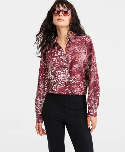 Emme Marella Emmspiga Printed Twill Shirt In Bordeaux