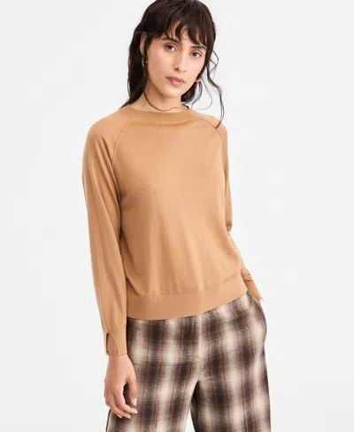 Emme Marella Women's Crewneck Raglan-sleeve Wool Sweater In Camel