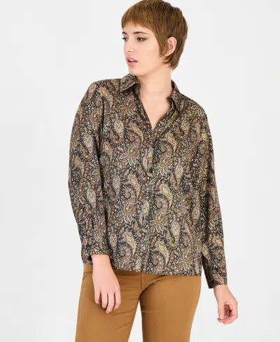 Emme Marella Women's Duomo Long-sleeve Polo Collar Printed Blouse In Black Floral