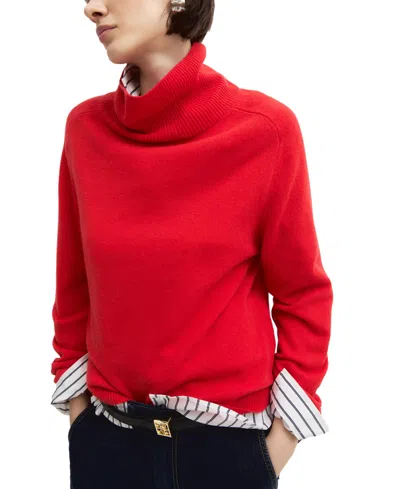 Emme Marella Women's Emmbaba Turtleneck Wool-cashmere Raglan-sleeve Sweater In Red
