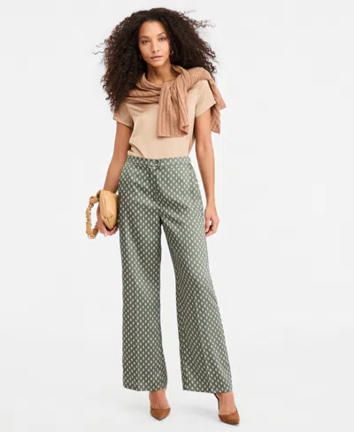 Emme Marella Women's Emmbuona Satin Print Wide-leg Trousers In Sage Prints