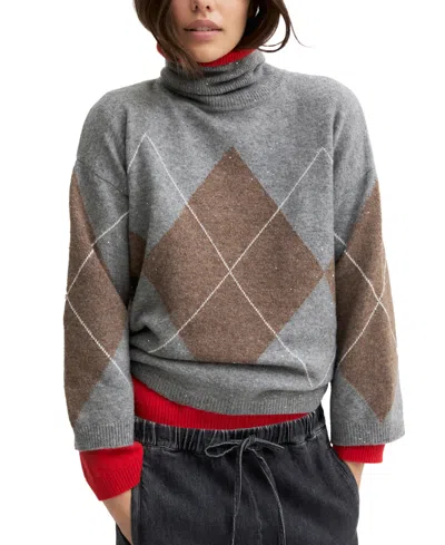 Emme Marella Women's Emmcamera Turtleneck Sequin Wool-blend Sweater In Gray
