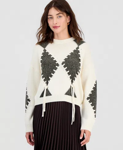 Emme Marella Women's Emmlacrima Merino Wool-blend Long-sleeve Lurex-embroidered Sweater In White