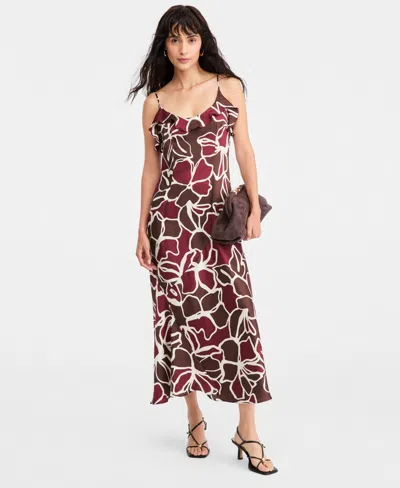 Emme Marella Women's Emmottuso Floral-print Ruffled Midi Dress In Brown Floral