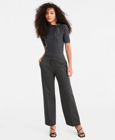 Emme Marella Women's Emmpalace High-waist Straight Milan-stitch Stretch Jersey Pants In Gray