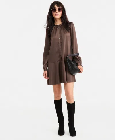 Emme Marella Women's Emmpittura Long-sleeve Mini Drop-waist Dress In Brown