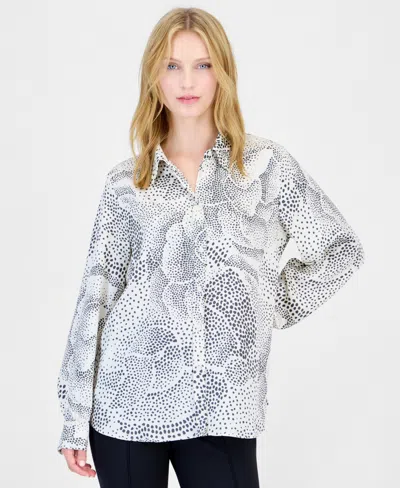 Emme Marella Women's Emmspiga Long-sleeve Oversized Print Blouse In Ecru Irregular