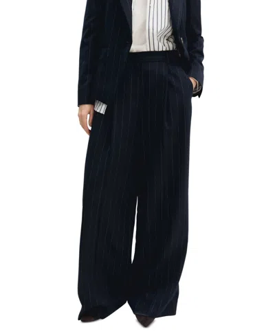 Emme Marella Women's Lame Pinstripe Wide-leg High-waisted Trousers In Blue