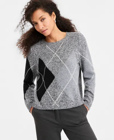 Emme Marella Women's Long-sleeve Argyle Wool-blend Sweater In Gray