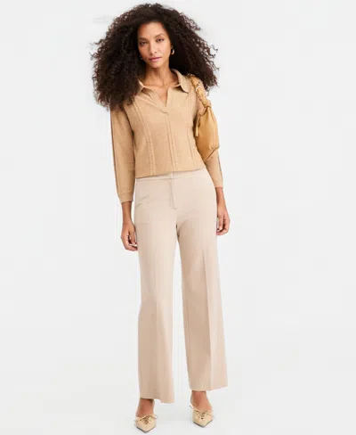 Emme Marella Women's Wide-leg High-waisted Stretch Pants In Neutral