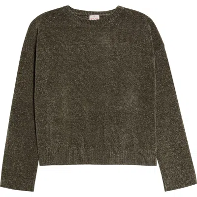 Emme Metallic Chenille Crewneck Sweater In Green