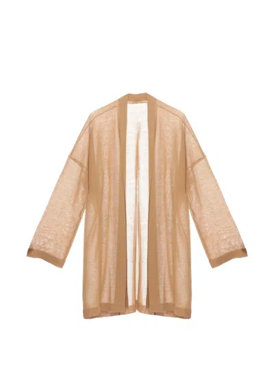 Emme Open-front Long-sleeve Cardigan In Brown