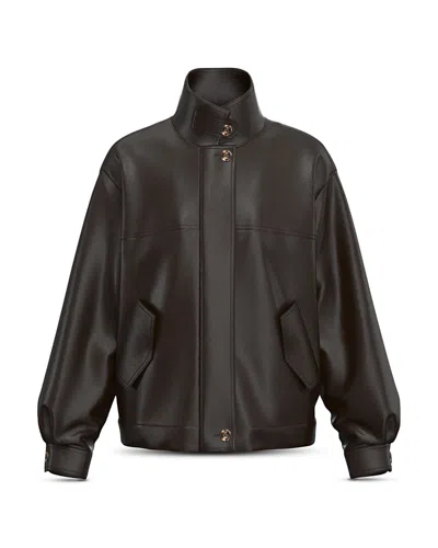 Emme Oversized Coated Bomber Jacket In Brown