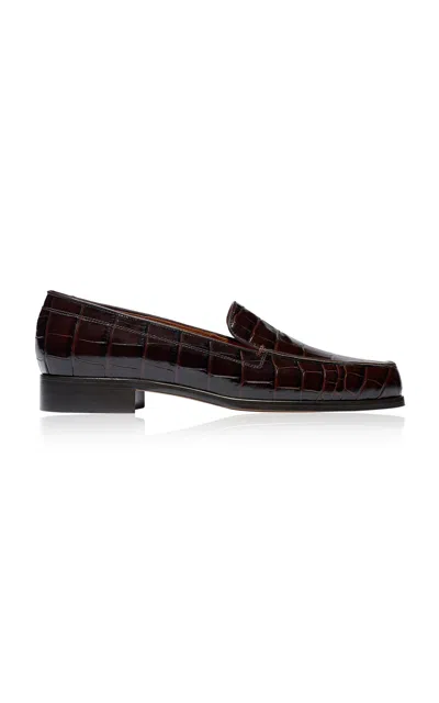 EMME PARSONS DANIELLE CROC-EFFECT LEATHER LOAFERS
