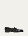 Emme Parsons Danielle Loafers In Black Embossed Croc