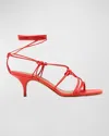 Emme Parsons Festa Knotted Leather Ankle-wrap Sandals In Red