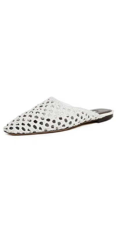 Emme Parsons Flat Mules Optic White Woven In Silver