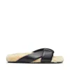 Emme Parsons Fur-lined Folded Slides Sandal In Black Nappa