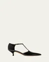 Emme Parsons Leandra Patent T-strap Kitten Pumps In Black Patent