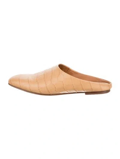 Pre-owned Emme Parsons Leather Animal Print Mules In Neutral