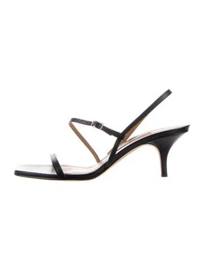 Pre-owned Emme Parsons Leather Animal Print Sandals In Blue