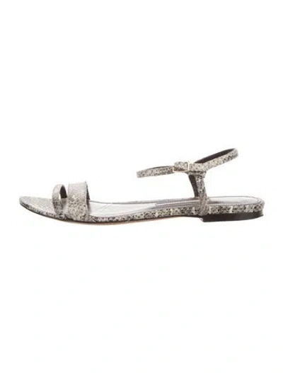 Pre-owned Emme Parsons Leather Animal Print Sandals In Neutrals