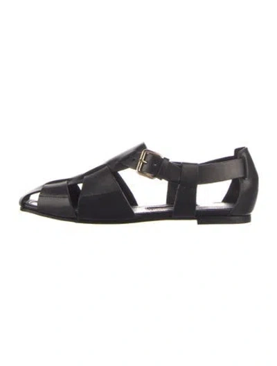 Pre-owned Emme Parsons Leather Cutout Accent Flats In Blue