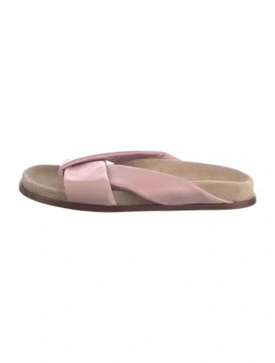 Pre-owned Emme Parsons Leather Cutout Accent Slides In Pink