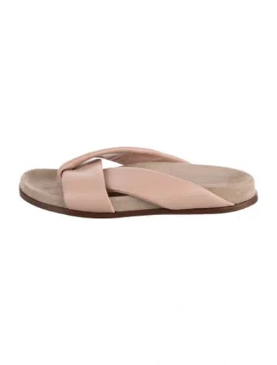 Pre-owned Emme Parsons Leather Cutout Accent Slides In Pink
