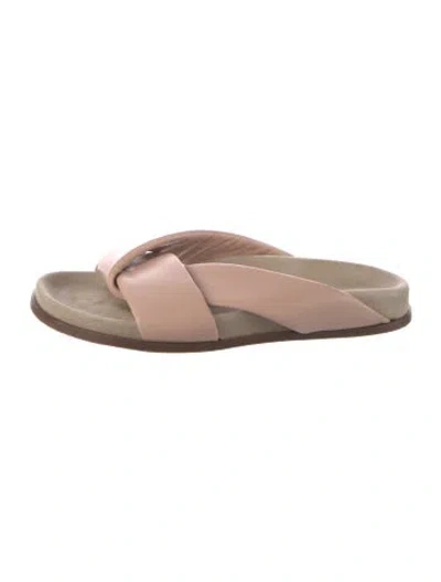 Pre-owned Emme Parsons Leather Cutout Accent Slides In Pink