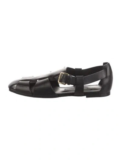 Pre-owned Emme Parsons Leather Cutout Accent Slingback Flats In Black