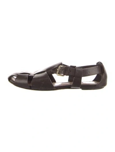 Pre-owned Emme Parsons Leather Cutout Accent Slingback Flats In Brown