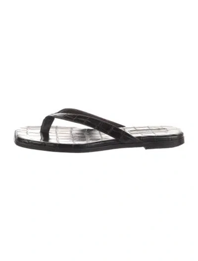 Pre-owned Emme Parsons Leather Flip Flops In Black
