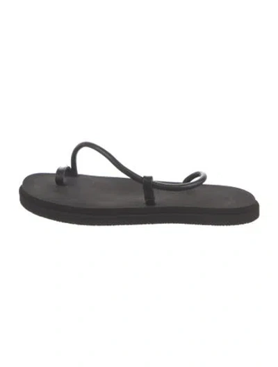 Pre-owned Emme Parsons Leather Flip Flops In Black