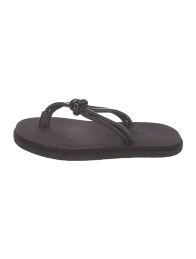 Pre-owned Emme Parsons Leather Flip Flops In Gray