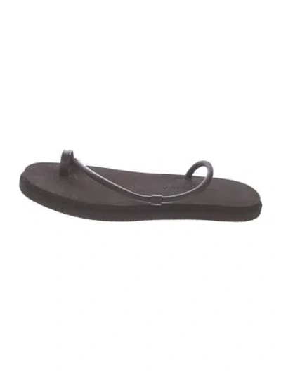 Pre-owned Emme Parsons Leather Flip Flops In Grey
