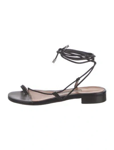 Pre-owned Emme Parsons Leather Gladiator Sandals In Black