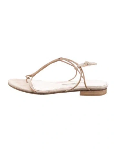 Pre-owned Emme Parsons Leather Sandals In Metallic/silver