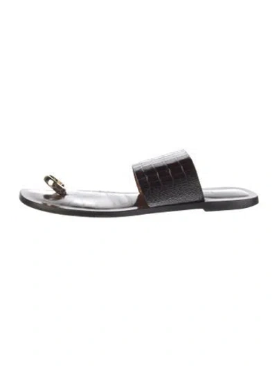 Pre-owned Emme Parsons Leather Slides In Black