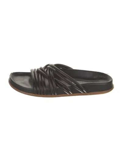 Pre-owned Emme Parsons Leather Slides In Black